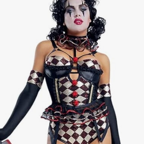 Starline Killer Clown Black Gold Red Diamond Print Costume Top S NWOT *TOP ONLY* - Picture 1 of 16